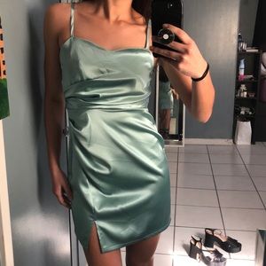Silky, minty green dress